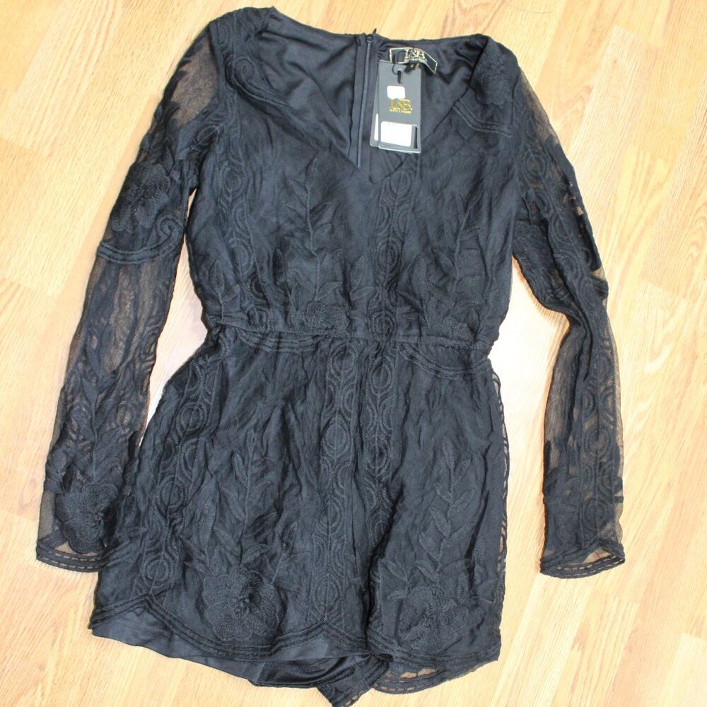 Lucky & Blessed Black Lace Romper